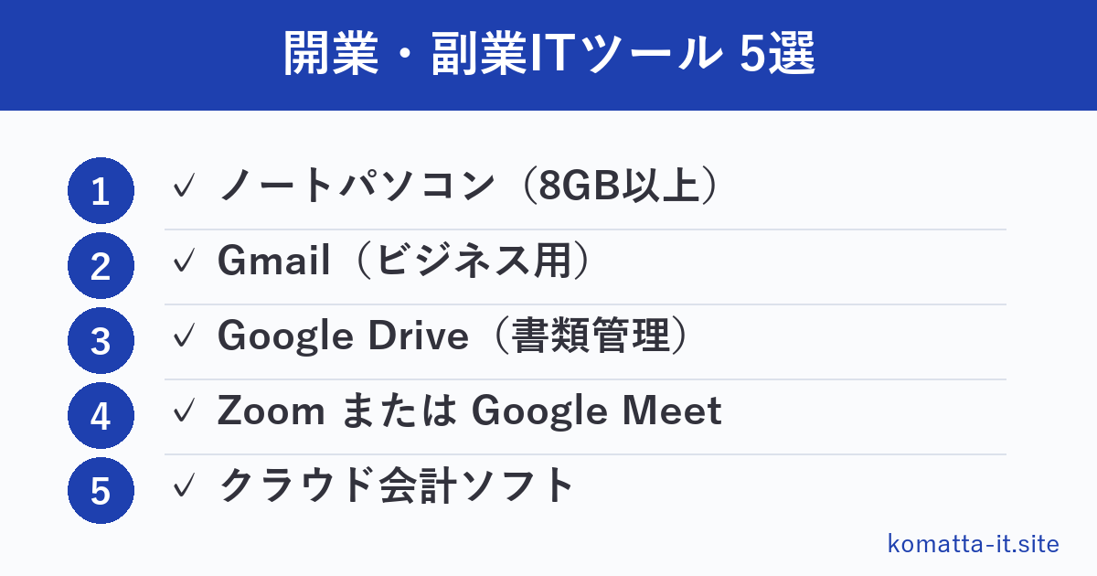 開業・副業ITツール5選まとめ